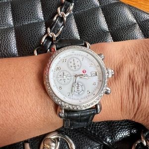 Michele Diamond Watch w Black Strap w box and papers